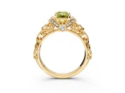 Solitaire Engagement Ring Setting for Fancy Yellow Emerald Cut Center with Filigree Band and Prong Head in Yellow Gold