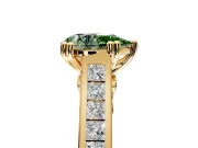 Solitaire Engagement Ring Setting for Fancy Green Pear-Shaped Center with Channel Band and Double Claw Prong Head in Yellow Gold