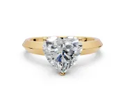 Solitaire Engagement Ring Setting for Heart-Shaped Center with Wide Knife Ridge Band and Prong Head in Yellow Gold
