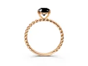 Solitaire Engagement Ring Setting for Fancy Black Oval Center with 2-Strand Rope Twist Band and Prong Head in Rose Gold