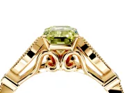Solitaire Engagement Ring Setting for Fancy Yellow Emerald Cut Center with Marquise and Bezel Accents and Prong Head in Yellow Gold