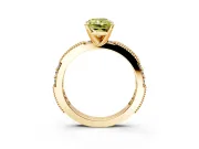 Solitaire Engagement Ring Setting for Fancy Yellow Radiant Cut Center with Milgrain-Edged Pave Band and Prong Head in Yellow Gold