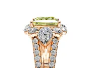 Halo Engagement Ring Setting for Fancy Yellow Princess Cut Center with Two-Strand Split Shank and Prong Head in Rose Gold