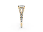 Solitaire Engagement Ring Setting for Radiant Cut Center with Pave Split Shank and Prong Head in Yellow Gold