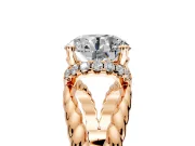 Halo Engagement Ring Setting for Round Cut Center with Rope Twist Split Shank and Prong Head in Rose Gold