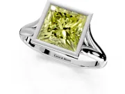 Solitaire Engagement Ring Setting for Fancy Yellow Princess Cut Center with V Split Shank and Bezel Head in Platinum