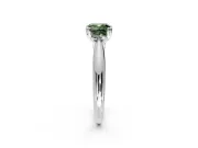 Solitaire Engagement Ring Setting for Fancy Green Cushion Cut Center with Reverse Tapered Band and Prong Head in Sterling Silver