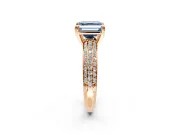 Solitaire Engagement Ring Setting for Fancy Blue Asscher Cut Center with Multi-Row Pave Accents and Basket Head in Rose Gold