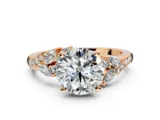 Solitaire Engagement Ring Setting for Round Cut Center with Marquise Accent Twist Band and Prong Head in Rose Gold