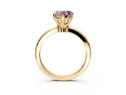 Solitaire Engagement Ring Setting for Fancy Pink Heart-Shaped Center with Plain Band and Tulip Prong Head in Yellow Gold