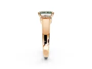 Solitaire Engagement Ring Setting for Fancy Green Radiant Cut Center with Wide Band, Pave Collar and Prong Head in Rose Gold