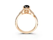 Solitaire Engagement Ring Setting for Fancy Black Marquise Center with Pave Rail Split Shank and Prong Head in Rose Gold