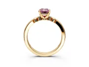 Solitaire Engagement Ring Setting for Fancy Pink Emerald Cut Center with Beaded Shoulders and Prong Head in Yellow Gold