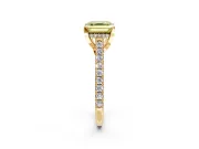 Solitaire Engagement Ring Setting for Fancy Yellow Asscher Cut Center with Widening Pave Band and Claw Prong Head in Yellow Gold