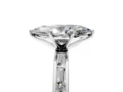 Solitaire Engagement Ring Setting for Marquise Center with Channel Baguette Band and Prong Head in Platinum