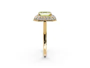 Halo Engagement Ring Setting for Fancy Yellow Asscher Cut Center with Plain Tapered Band and Prong Head in Yellow Gold