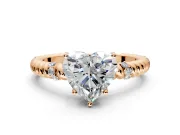 Rope Engagement Ring Setting for Heart-Shaped Center with Accent Shoulders and Prong Head in Rose Gold