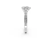 Cluster Engagement Ring Setting for Pear-Shaped Center with Bezel Accent Clusters and Prong Head in White Gold