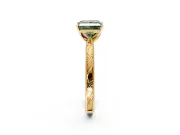 Solitaire Engagement Ring Setting for Fancy Green Princess Cut Center with Engraved Milgrain Band and Prong Head in Yellow Gold