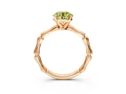 Solitaire Engagement Ring Setting for Fancy Yellow Round Cut Center with Bamboo Band and Prong Head in Rose Gold