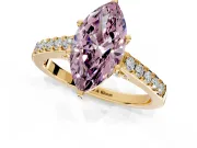 Solitaire Engagement Ring Setting for Fancy Pink Marquise Center with Crossover Accents and Prong Head in Yellow Gold