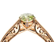Solitaire Engagement Ring Setting for Fancy Yellow Marquise Center with Engraved Pave Band and Prong Head in Rose Gold