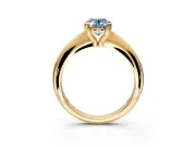 Solitaire Engagement Ring Setting for Fancy Blue Oval Center with Reverse Tapered Band and Prong Head in Yellow Gold