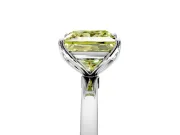 Solitaire Engagement Ring Setting for Fancy Yellow Princess Cut Center with Thin Rounded Plain Band and Prong Head in Platinum
