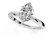 Solitaire Engagement Ring Setting for Pear-Shaped Center with Plain Band and Tulip Prong Head in Platinum