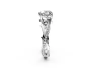 Solitaire Engagement Ring Setting for Heart-Shaped Center with Pave and Plain Crossover Band and Prong Head in Sterling Silver