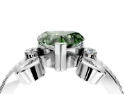 Solitaire Engagement Ring Setting for Fancy Green Heart-Shaped Center with Twisted Band and Scroll Prong Head in Platinum