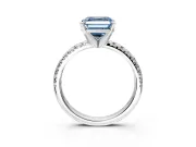 Solitaire Engagement Ring Setting for Fancy Blue Asscher Cut Center with Large Accents and Prong Head in Platinum