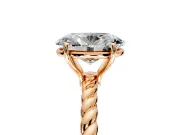 Solitaire Engagement Ring Setting for Oval Center with Plain Twisted Rope Band and Prong Head in Rose Gold