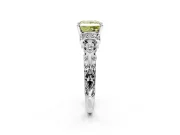 Solitaire Engagement Ring Setting for Fancy Yellow Princess Cut Center with Filigree Band and Prong Head in White Gold
