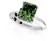 Solitaire Engagement Ring Setting for Fancy Green Radiant Cut Center with Wide Knife Ridge Band and Prong Head in White Gold