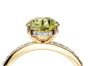 Solitaire Engagement Ring Setting for Fancy Yellow Round Cut Center with Fine Pave Band and Prong Head in Yellow Gold