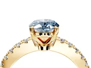 Solitaire Engagement Ring Setting for Fancy Blue Oval Center with Single Row Accent Band and Prong Head in Yellow Gold