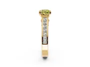 Solitaire Engagement Ring Setting for Fancy Yellow Cushion Cut Center with Channel Band and Double Claw Prong Head in Yellow Gold