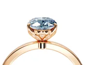 Solitaire Engagement Ring Setting for Fancy Blue Oval Center with Thin Rounded Plain Band and Prong Head in Rose Gold