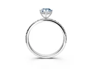 Hidden Halo Engagement Ring Setting for Fancy Blue Pear-Shaped Center with Pave Band and Prong Head in White Gold