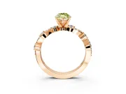 Solitaire Engagement Ring Setting for Fancy Yellow Marquise Center with Bar-Station Pave Twist and Prong Head in Rose Gold