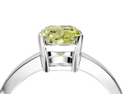 Solitaire Engagement Ring Setting for Fancy Yellow Cushion Cut Center with Plain Band and Flat Tab Prong Head in Platinum