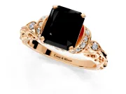 Solitaire Engagement Ring Setting for Fancy Black Radiant Cut Center with Filigree Band and Prong Head in Rose Gold