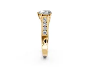 Solitaire Engagement Ring Setting for Heart-Shaped Center with Cathedral Channel Band and Prong Head in Yellow Gold