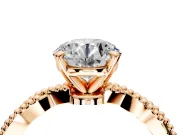 Solitaire Engagement Ring Setting for Round Cut Center with Twist Band and Bead Prong Head in Rose Gold