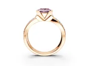 Bezel Engagement Ring Setting for Fancy Pink Princess Cut Center with Wide Channel-Set Band and Bezel Head in Rose Gold
