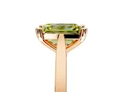 Solitaire Engagement Ring Setting for Fancy Yellow Emerald Cut Center with Tapered Shoulders and Prong Head in Rose Gold