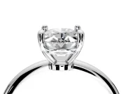 Minimalist Solitaire Engagement Ring Setting for Oval Center with Thin Band and Prong Head in Sterling Silver