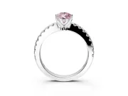 Solitaire Engagement Ring Setting for Fancy Pink Pear-Shaped Center with Single Row Accent Band and Prong Head in White Gold