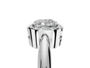 Halo Engagement Ring Setting for Cushion Cut Center with Tapered Plain Band and Prong Head in Sterling Silver